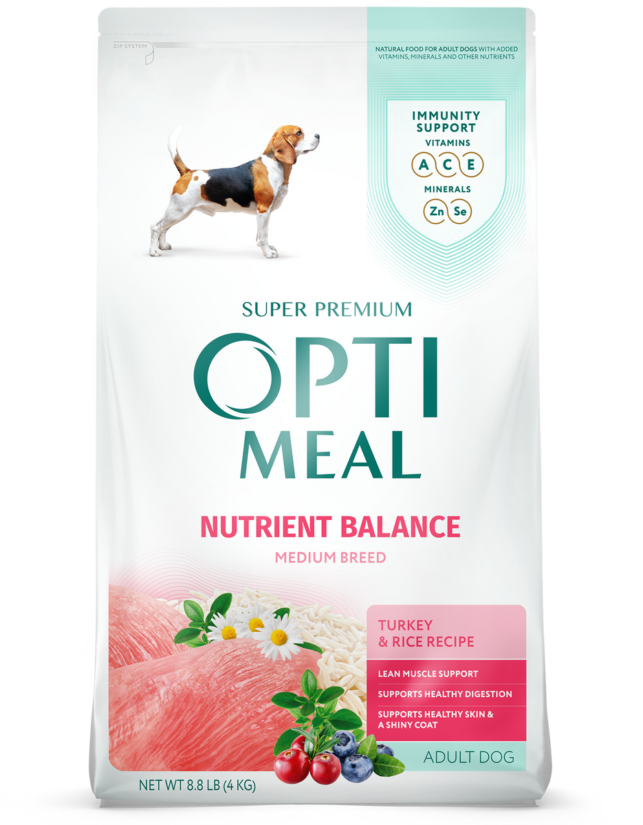 Turkey Brown Rice Dog Food for Medium Breeds Optimeal