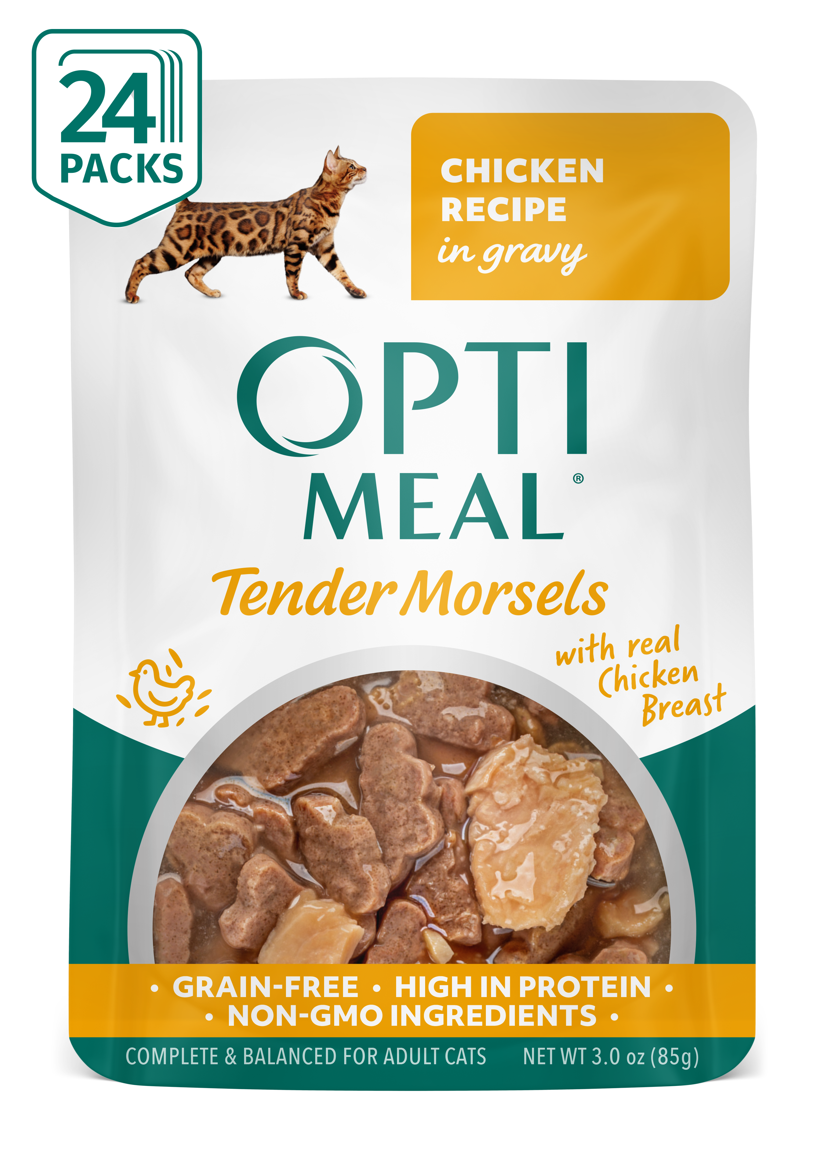 (24) OPTIMEAL® Grain Free Tender Morsels Chicken Recipe with Real Chicken Breast in Gravy Adult Cat Food