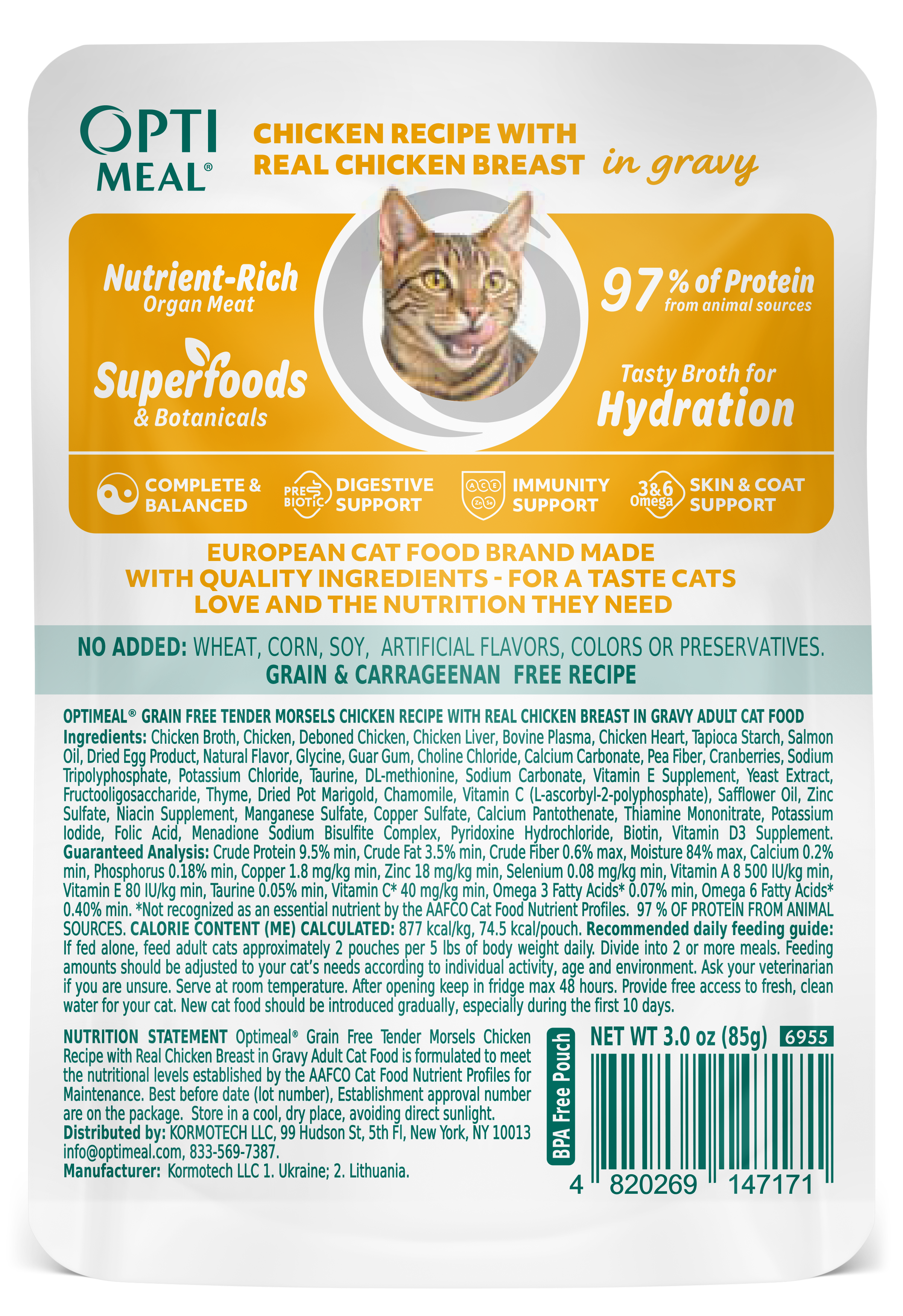 (24) OPTIMEAL® Grain Free Tender Morsels Chicken Recipe with Real Chicken Breast in Gravy Adult Cat Food