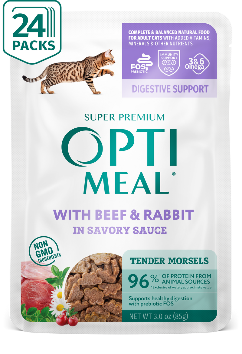 (24) Optimeal® Digestive Support With Beef & Rabbit Grain Free Tender Morsels In Savory Sauce Adult Cat Food - Image 1