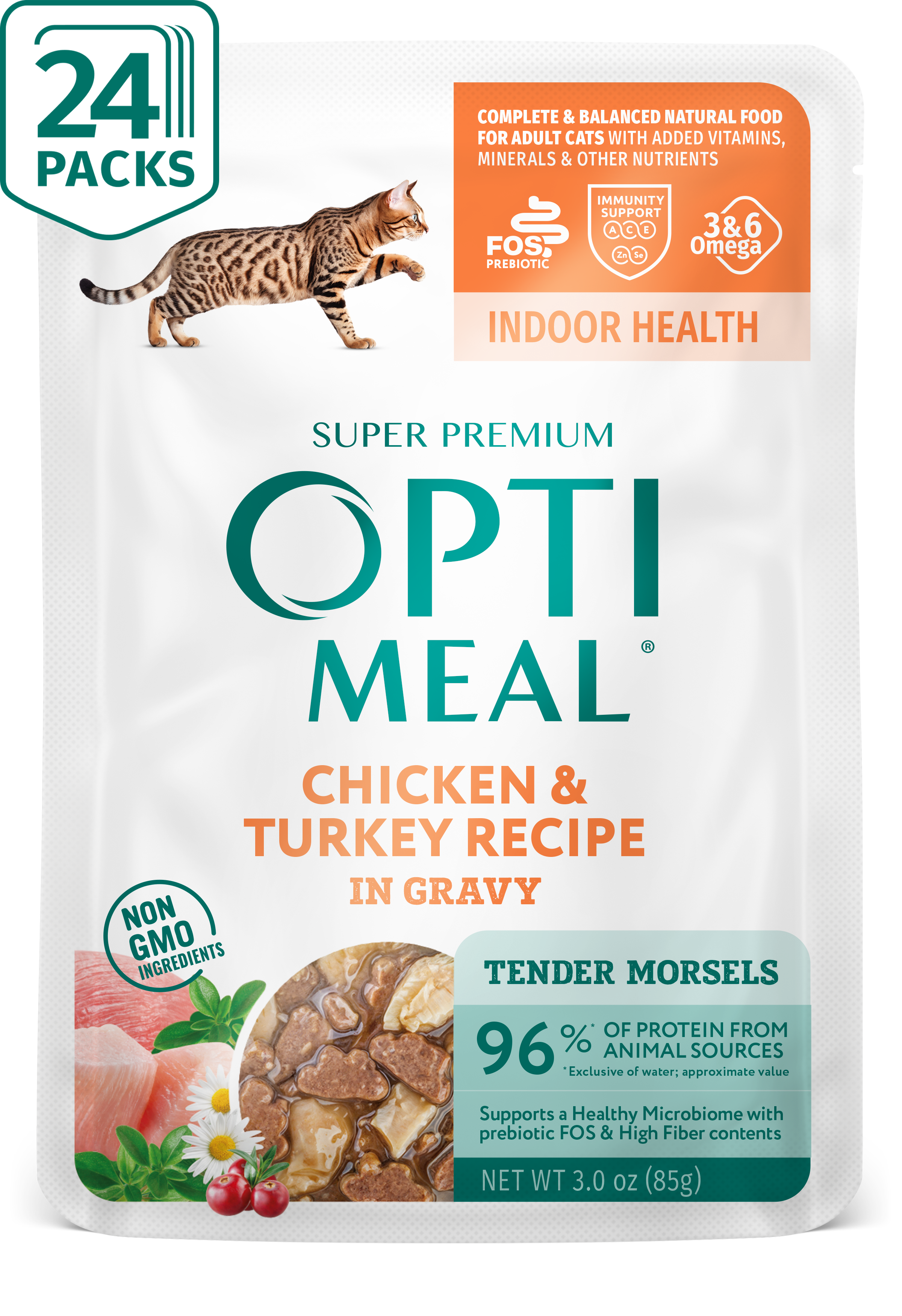 (24) Optimeal® Indoor Health Chicken & Turkey Recipe Grain Free Tender Morsels In Gravy Adult Cat