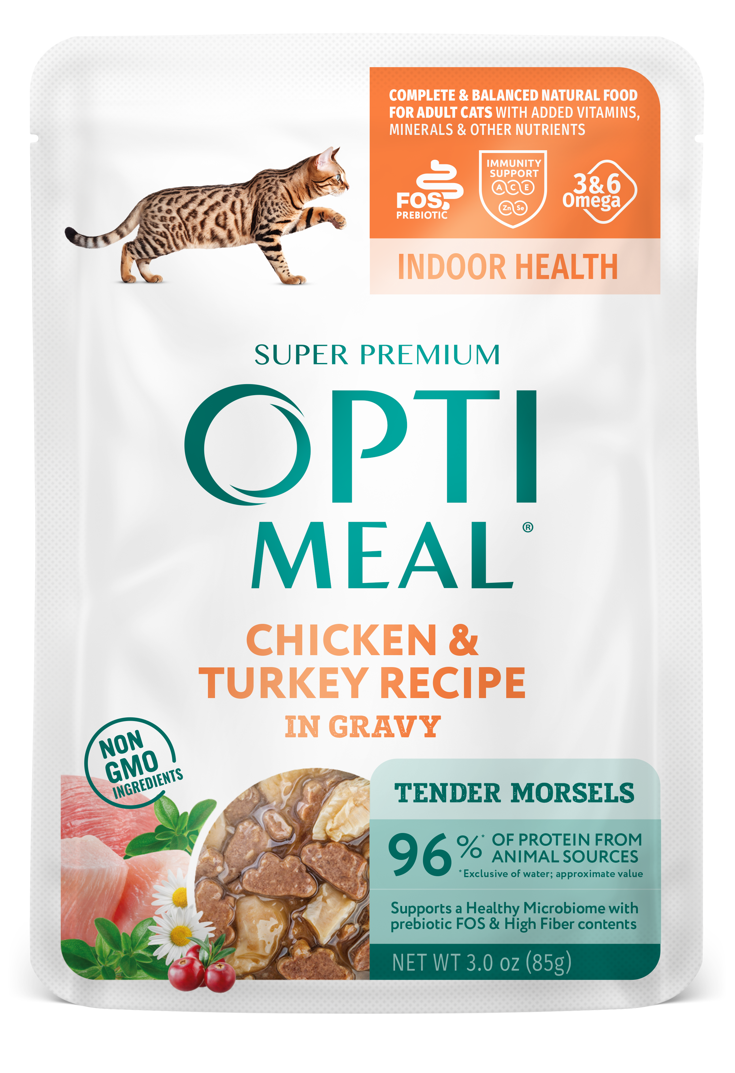 Optimeal® Indoor Health Chicken & Turkey Recipe Grain Free Tender Morsels In Gravy Adult Cat