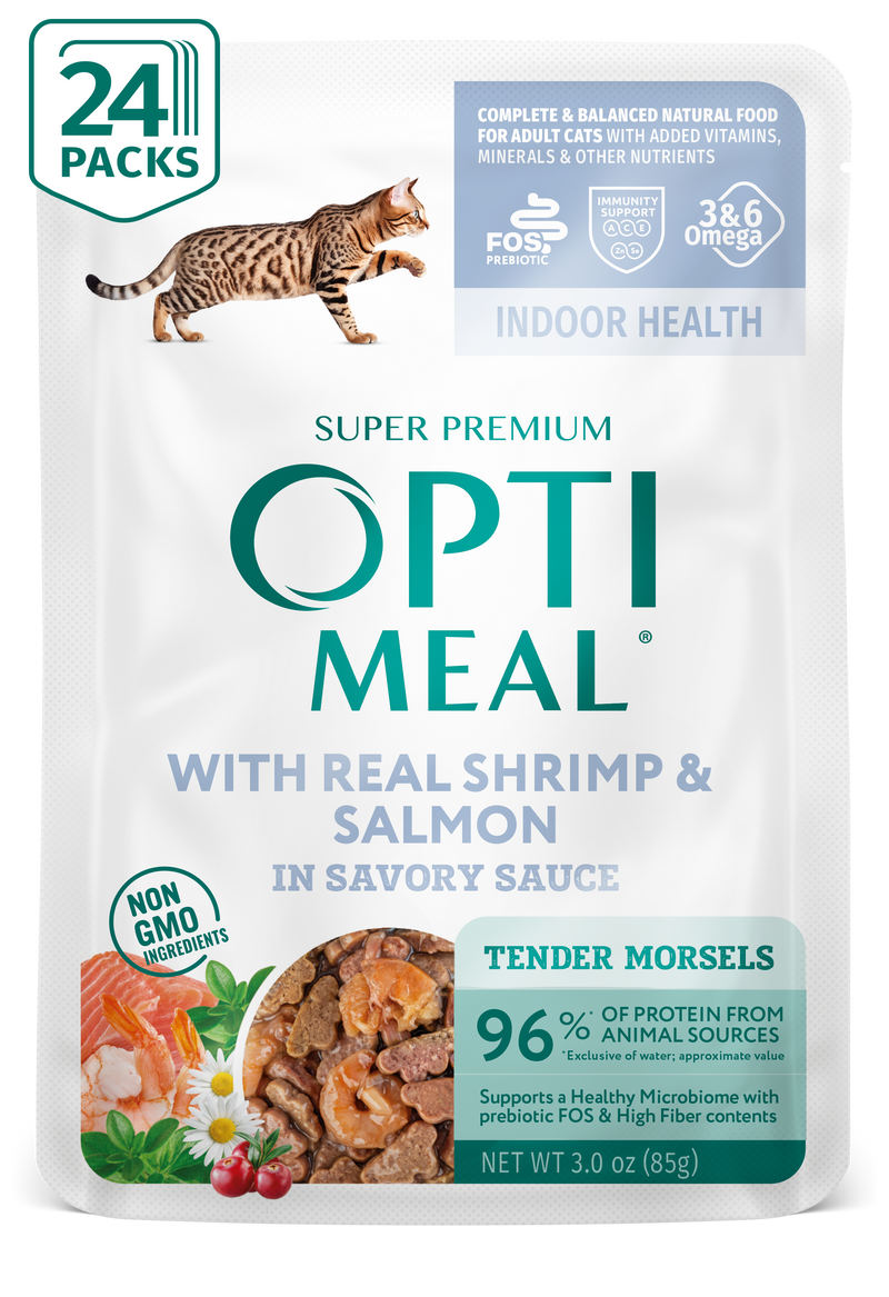 (24) Optimeal® Indoor Health With Real Shrimp & Salmon Grain Free Tender Morsels In Savory Sauce Adult Cat Food - Image 1