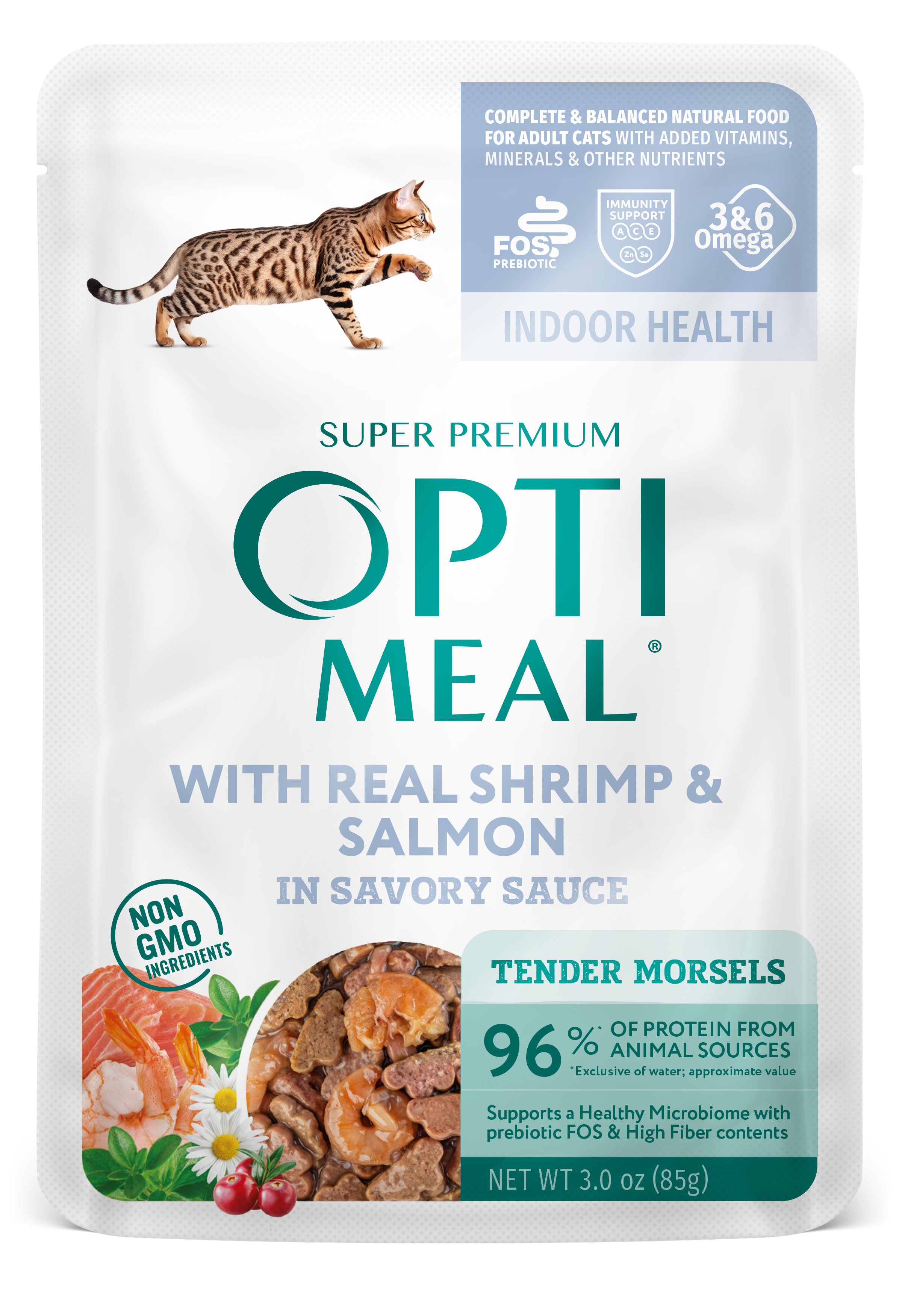 Optimeal® Indoor Health With Real Shrimp & Salmon Grain Free Tender Morsels In Savory Sauce Adult Cat Food