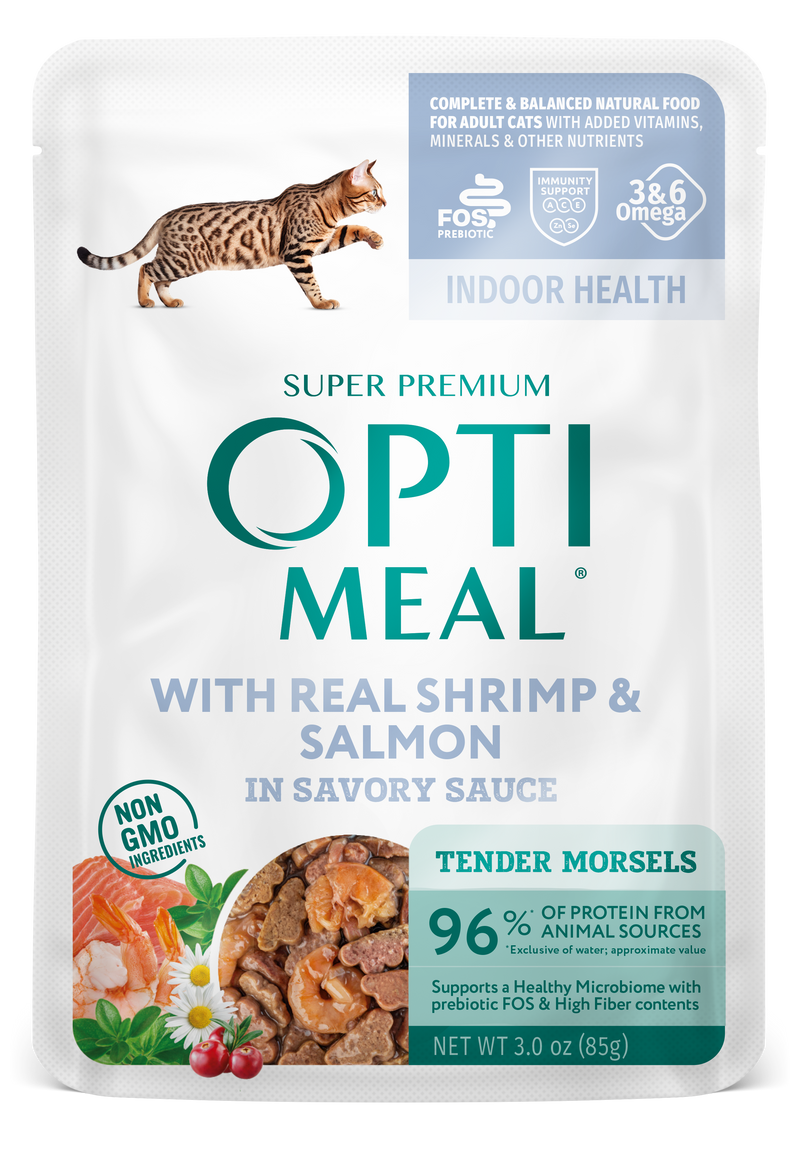 Optimeal® Indoor Health With Real Shrimp & Salmon Grain Free Tender Morsels In Savory Sauce Adult Cat Food - Image 1