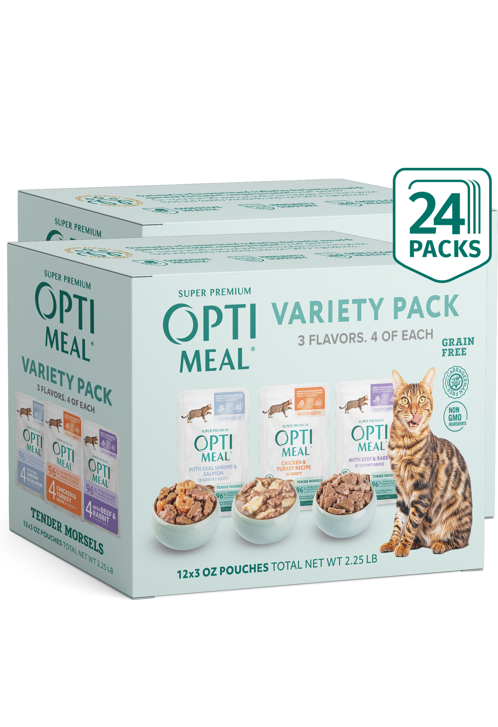 (24) Optimeal® Grain Free Variety Pack Tender Morsels for Adult Cats