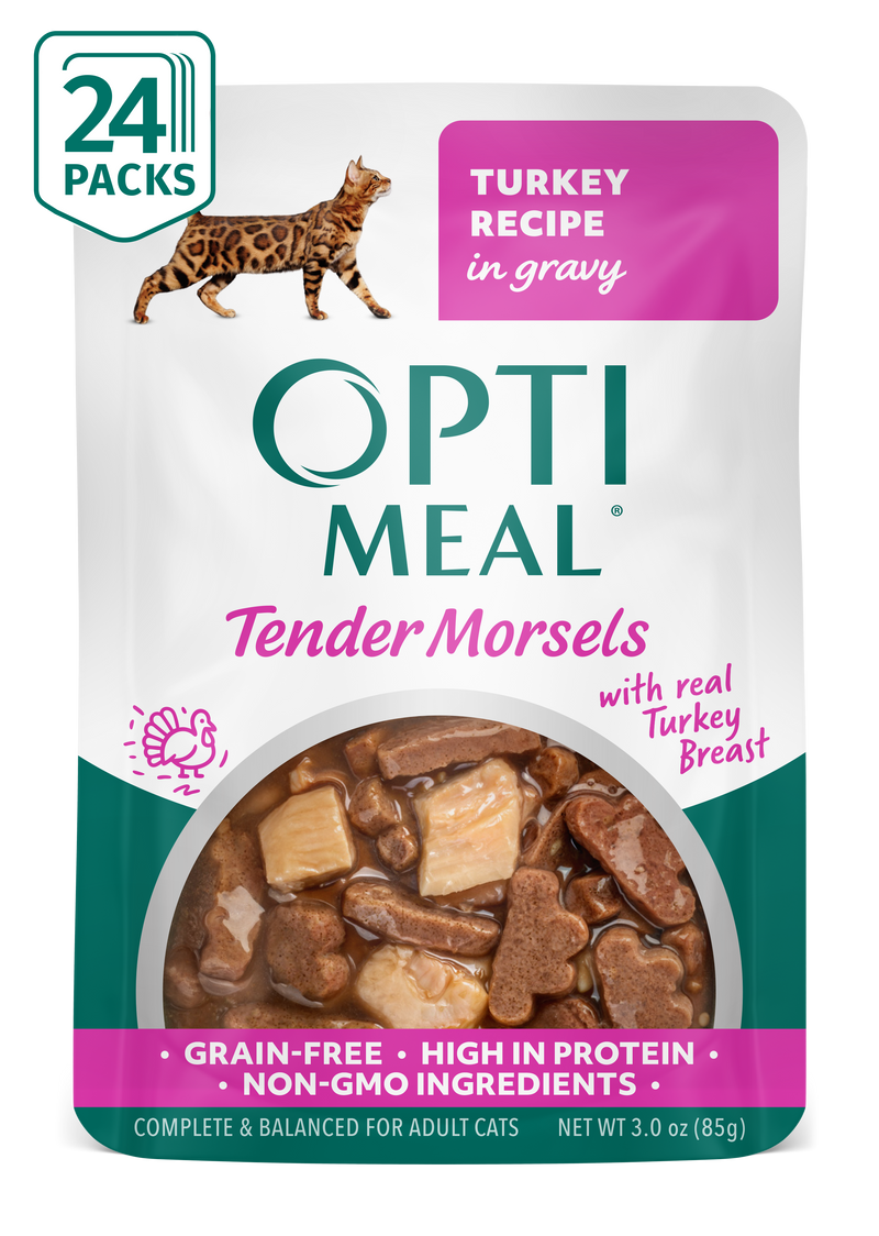 (24)'OPTIMEAL® Grain Free Tender Morsels Turkey Recipe with Real Turkey Breast In Gravy Adult Cat Food - Image 1