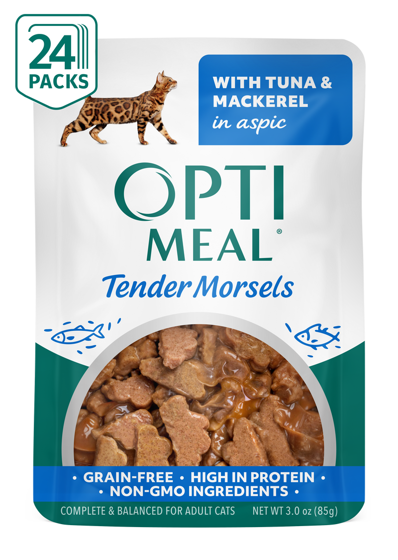 (24) OPTIMEAL® Grain Free Tender Morsels with Tuna & Mackerel in Aspic Adult Cat Food - Image 1