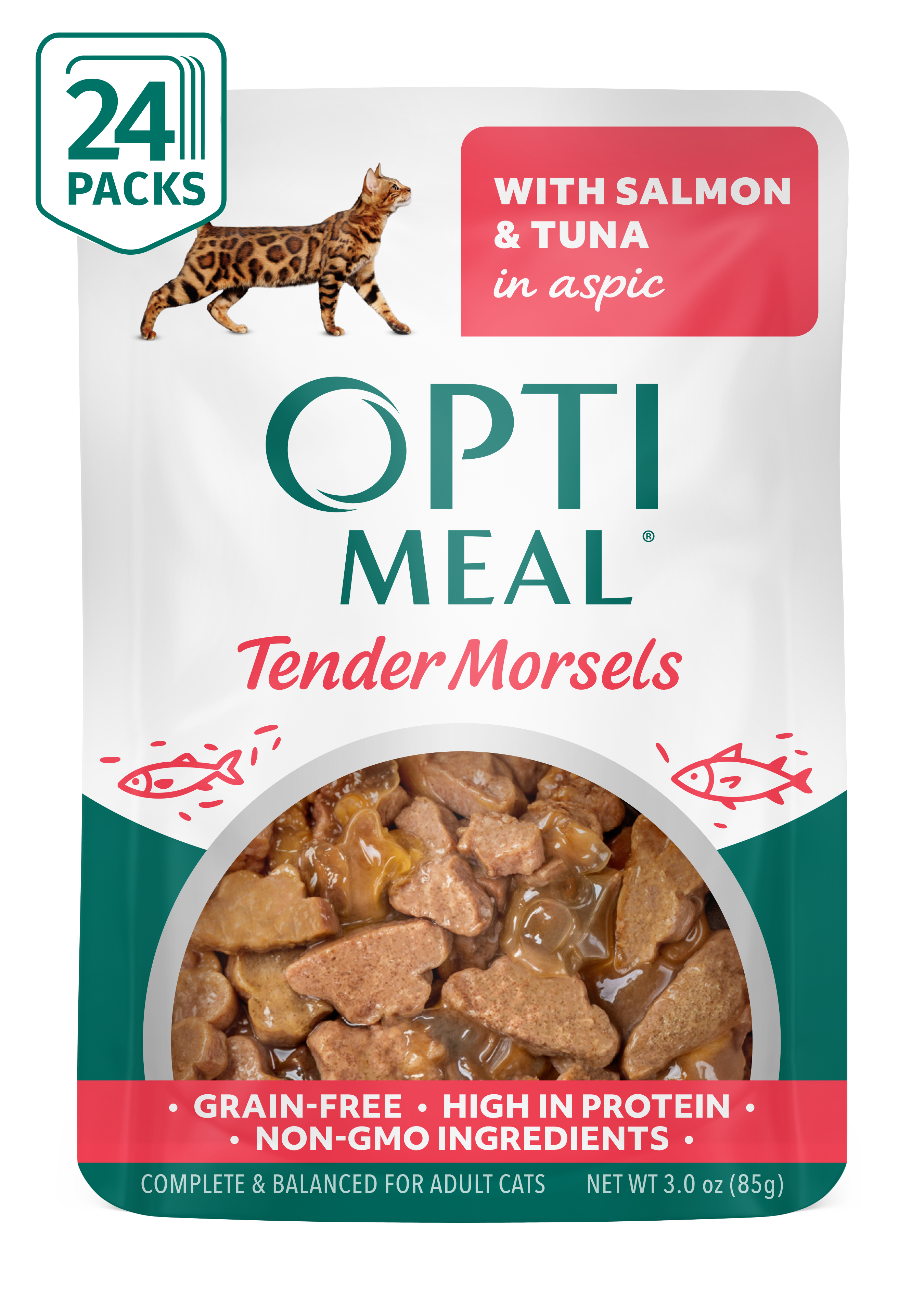 (24) OPTIMEAL® Grain Free Tender Morsels with Salmon & Tuna in Aspic Adult Cat Food