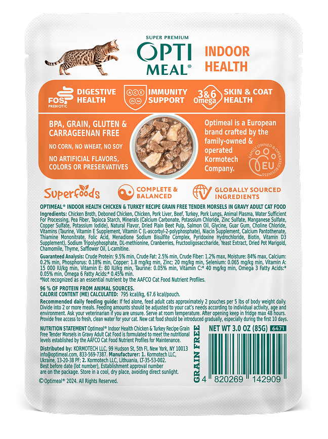 Optimeal® Indoor Health Chicken & Turkey Recipe Grain Free Tender Morsels In Gravy Adult Cat