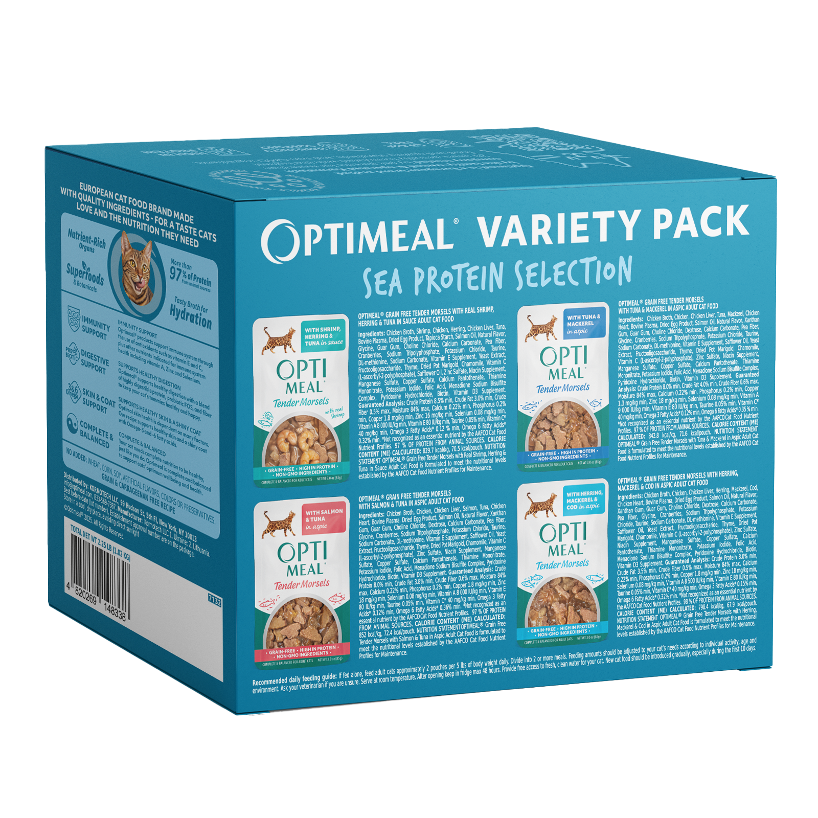 (24) OPTIMEAL® Variety Pack Sea Protein Selection - Shrimp, Tuna, Salmon, Herring, Mackerel & Cod Wet Cat Food
