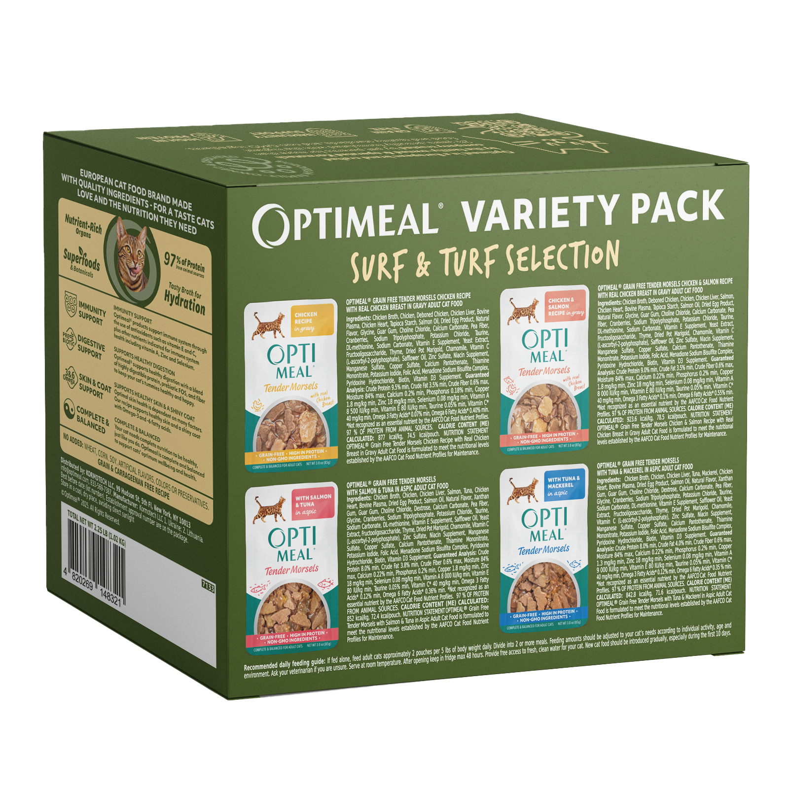 (24) OPTIMEAL® Variety Pack Surf & Turf Selection – Chicken, Salmon, Tuna & Mackerel Wet Cat Food